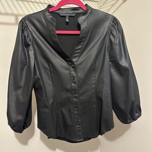 White House Black Market Faux Leather Shirt